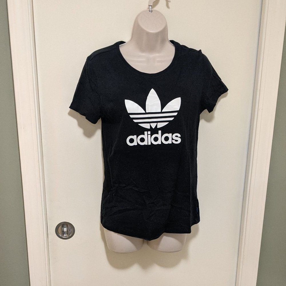 Women's Adidas Black Logo Tee T-shirt Size Medium